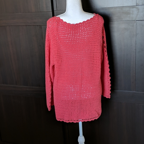 Coral Open Knit Sweater - Picture 4 of 5